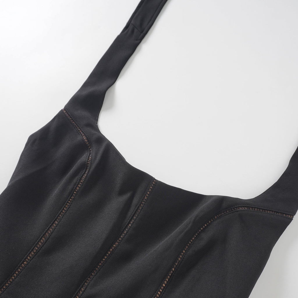 Quirine halterneck bow-detail mini dress in Black