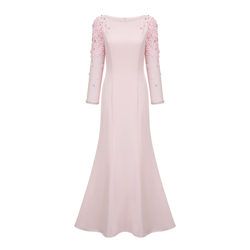Gunnel Pink Flared Embellished Maxi Gown (Final Sale-US Only)
