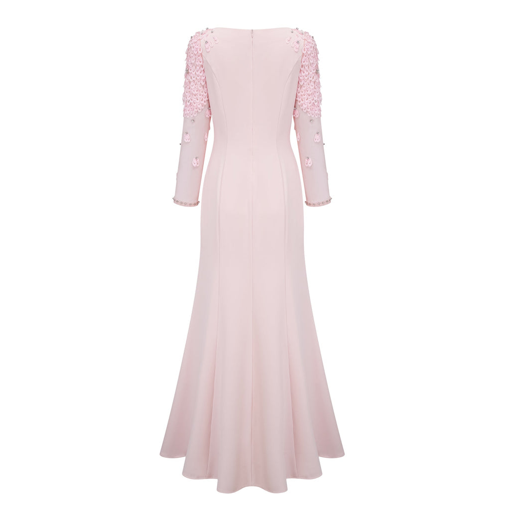 Gunnel Pink Flared Embellished Maxi Gown (Final Sale-US Only)