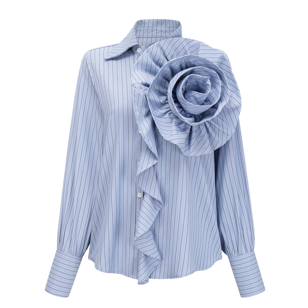 Camisa azul Torhild 3D con pétalos y rayas para mascotas, de la marca Bridal, vista en la imagen DSC04124.jpg