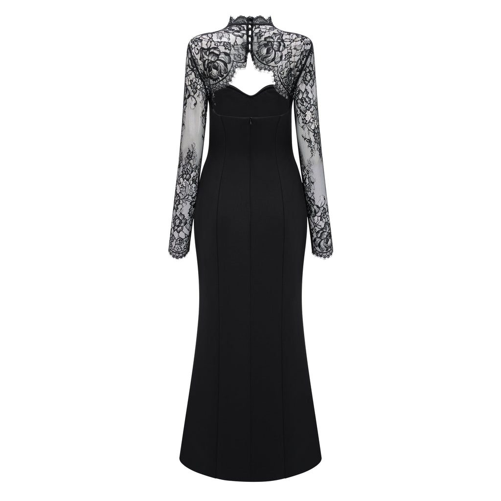 Bokamoso Black Lace Panel Maxi Gown