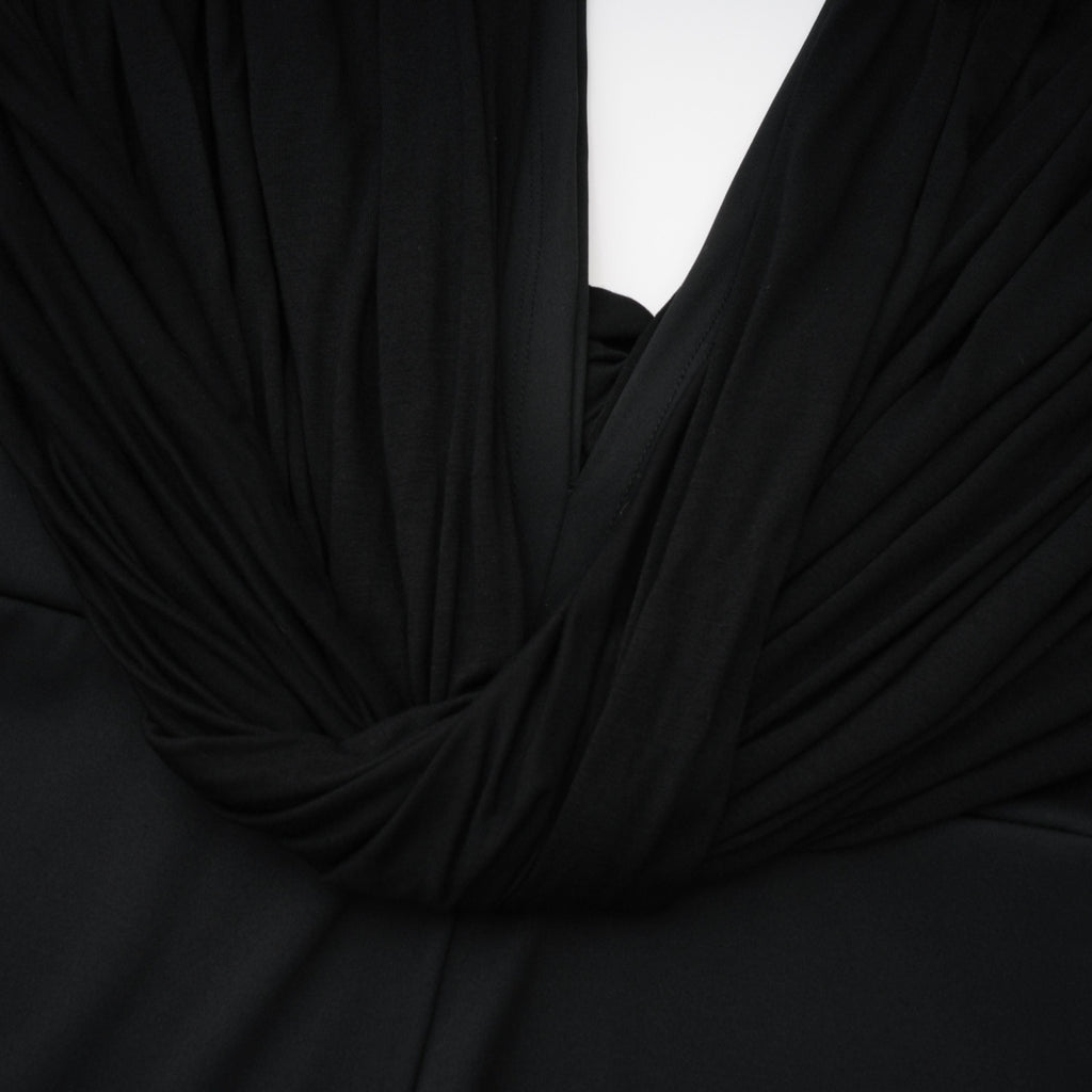 Gianina Black Deep V-Neck Draped Jumpsuit