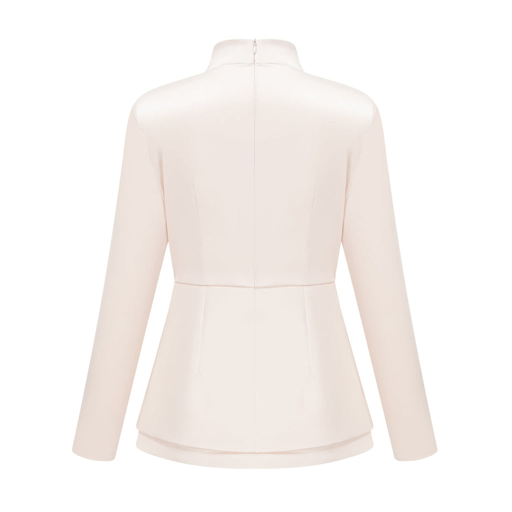 Roxanne Neutral Mock Neck Blouse & Mermaid Skirt Set
