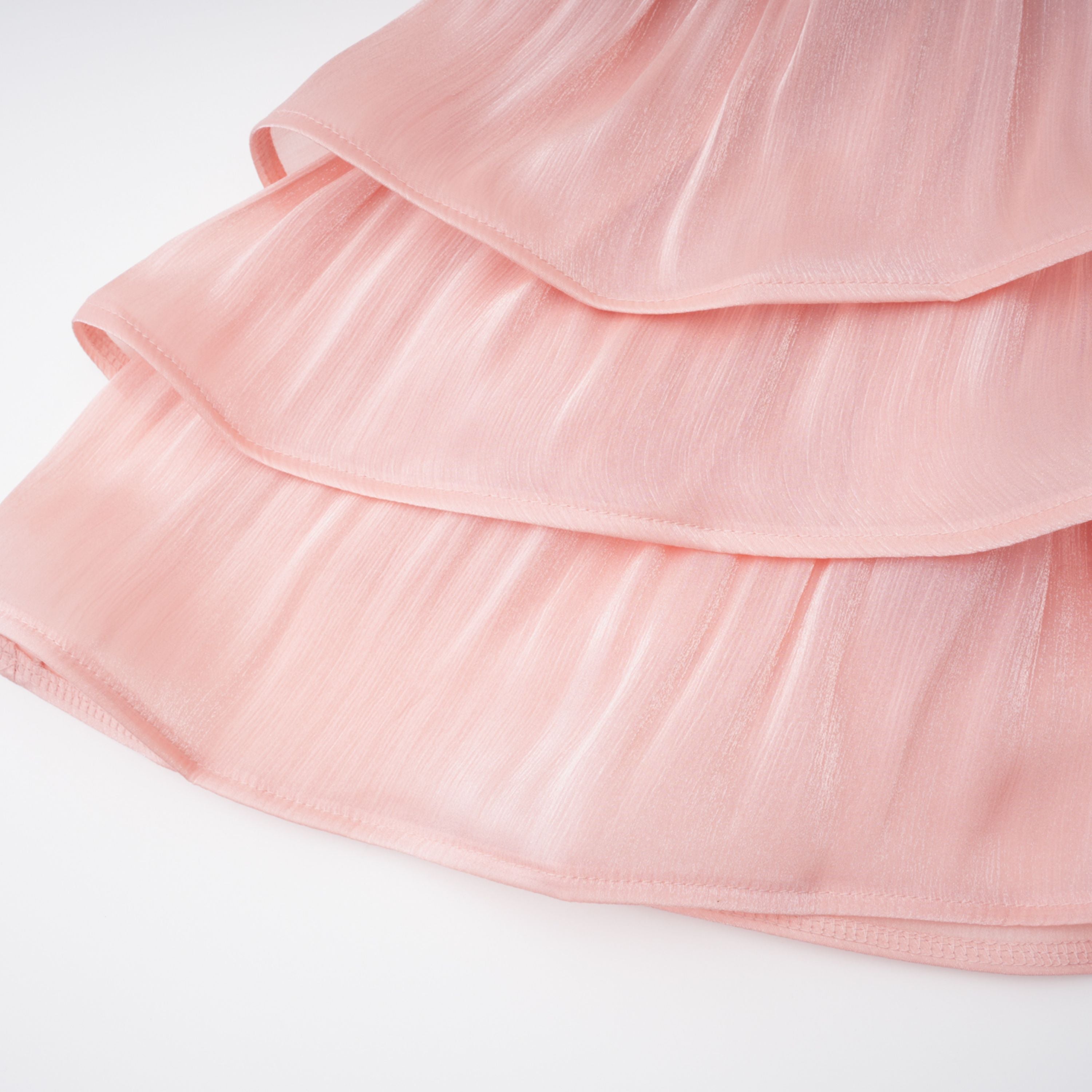 Emersyn Pink High-Neck Ruffled Detail Mini Dress