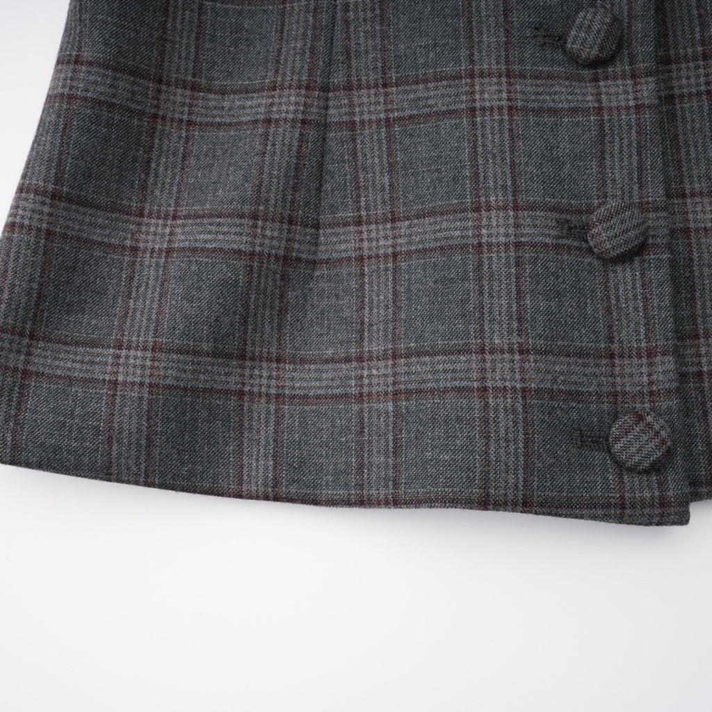 Serena Grey Cut Out Checked Blazer & Skirt Set