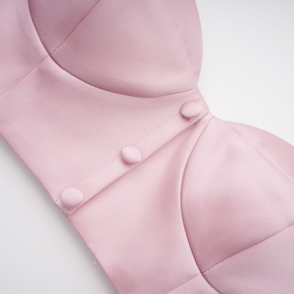 Conjunto de top capa rosa y falda de tul de Bridal, vestido elegante para ocasiones especiales, con detalles delicados y estilo romántico.