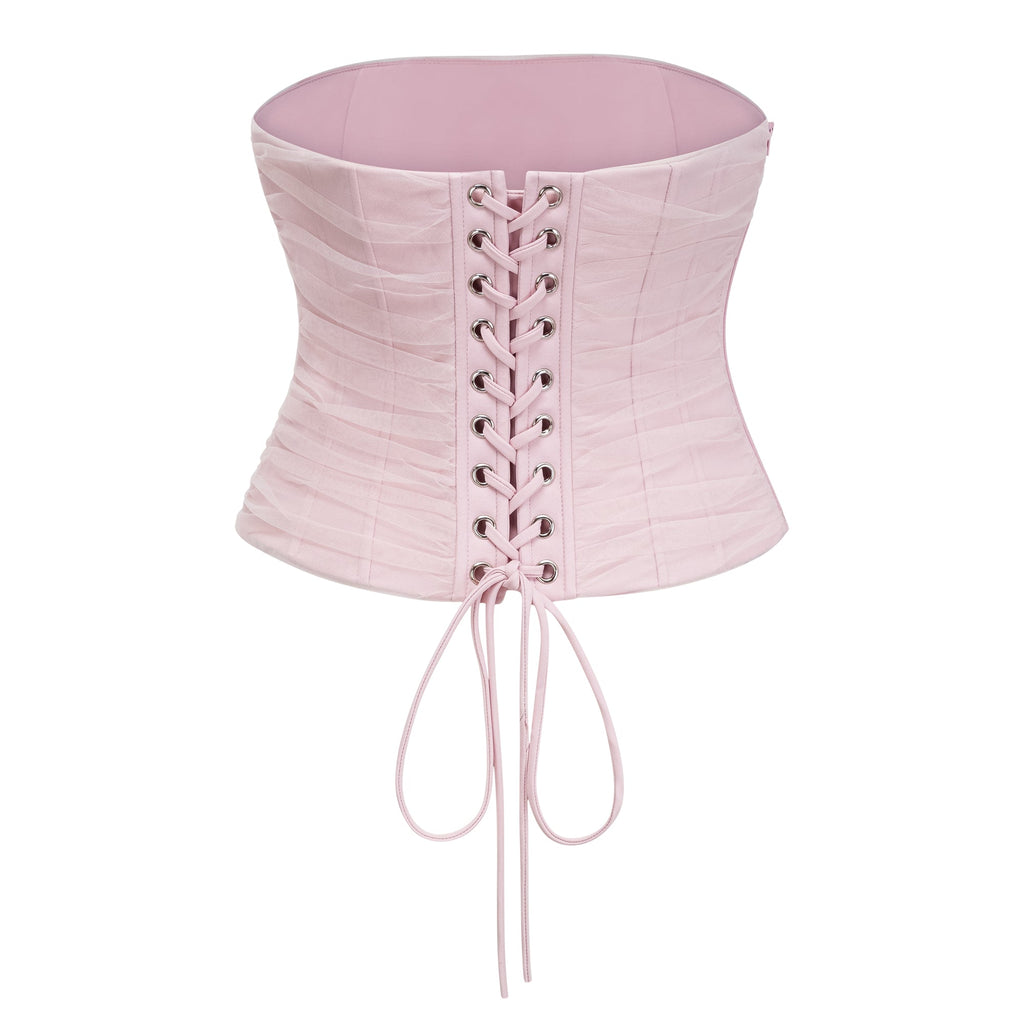 Priscille Pink Shawl & Corset Top & Pleated Skirt Set