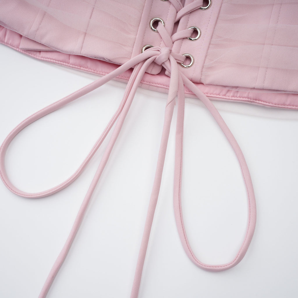Priscille Pink Shawl & Corset Top & Pleated Skirt Set