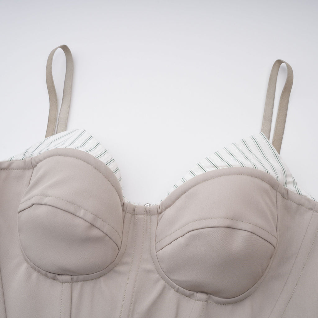 Virág Grey Stripe Panel Corset Top