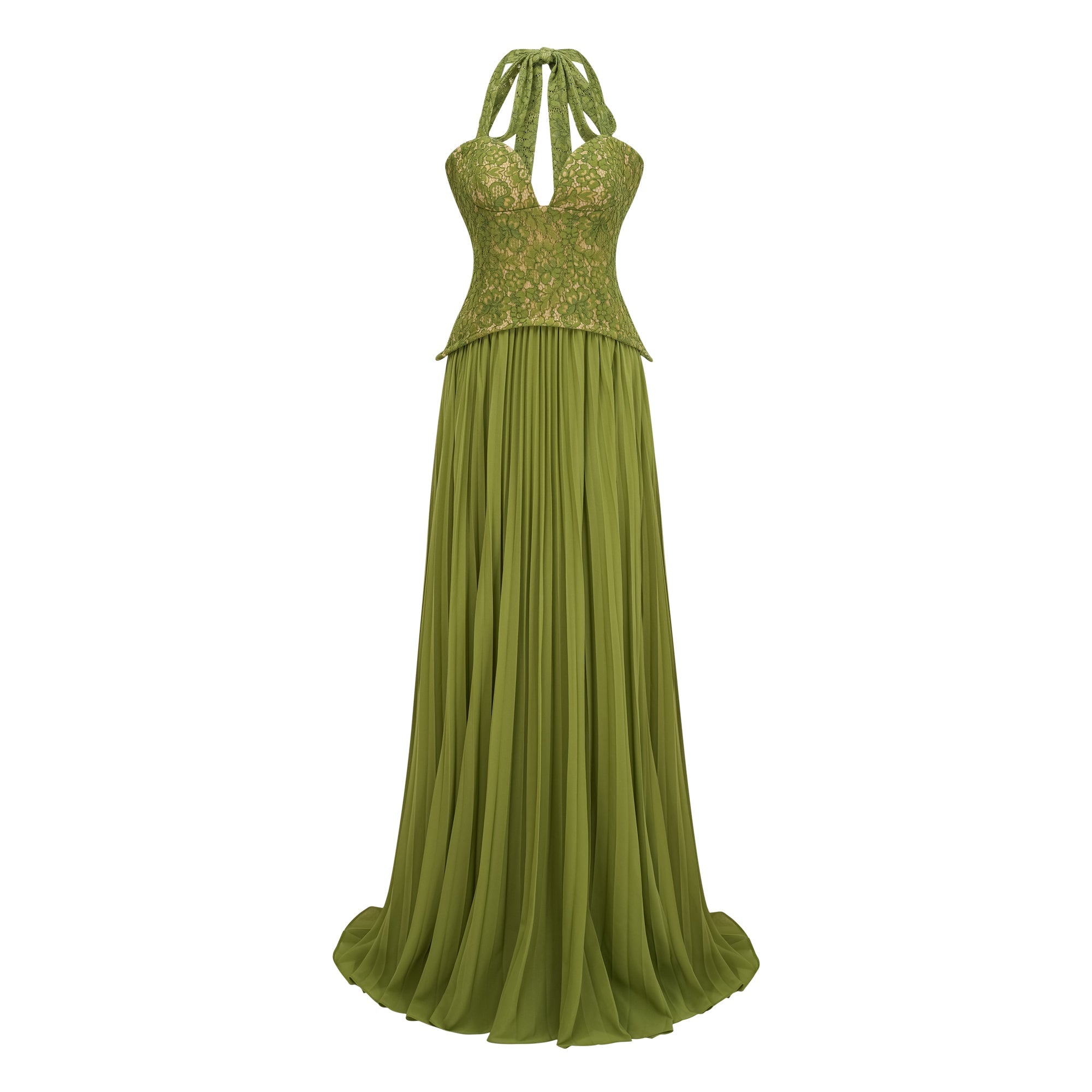 Vestido de noche corsé Ronja Emerald de MRNewyork, vestido largo con corsé ajustado y detalles elegantes en color esmeralda.