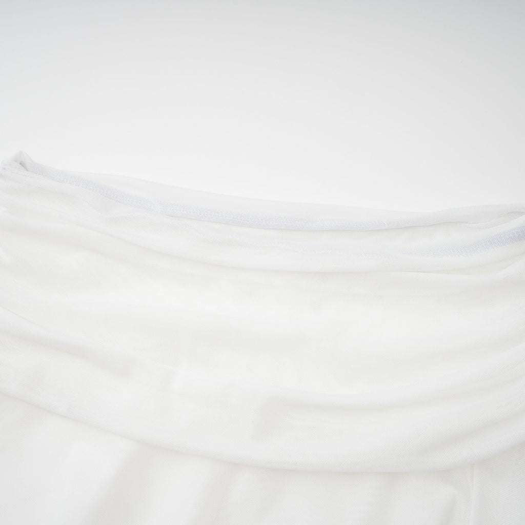 Giuseppina White High Neck Cut-Out Top & Skirt Set