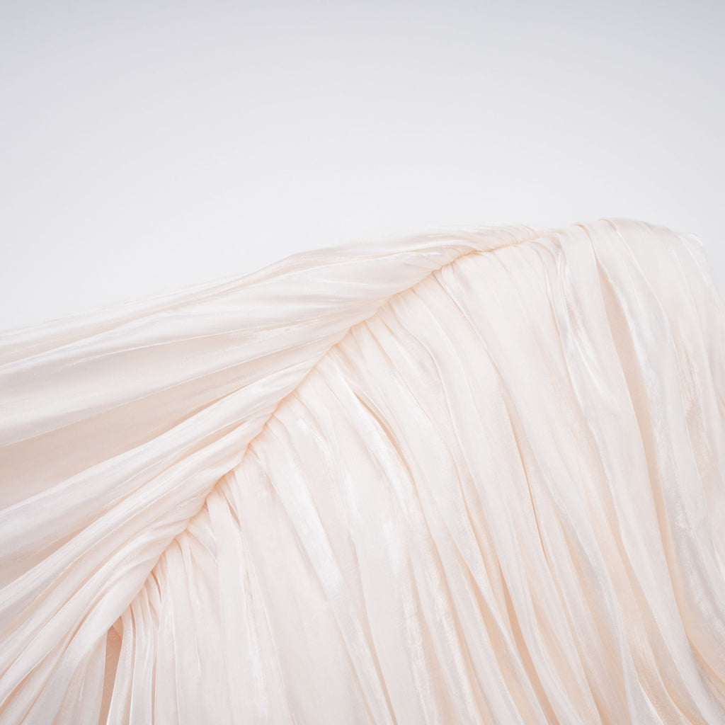 Hege Cream Glossy Ruched Cape Maxi Dress (Final Sale-US Only)