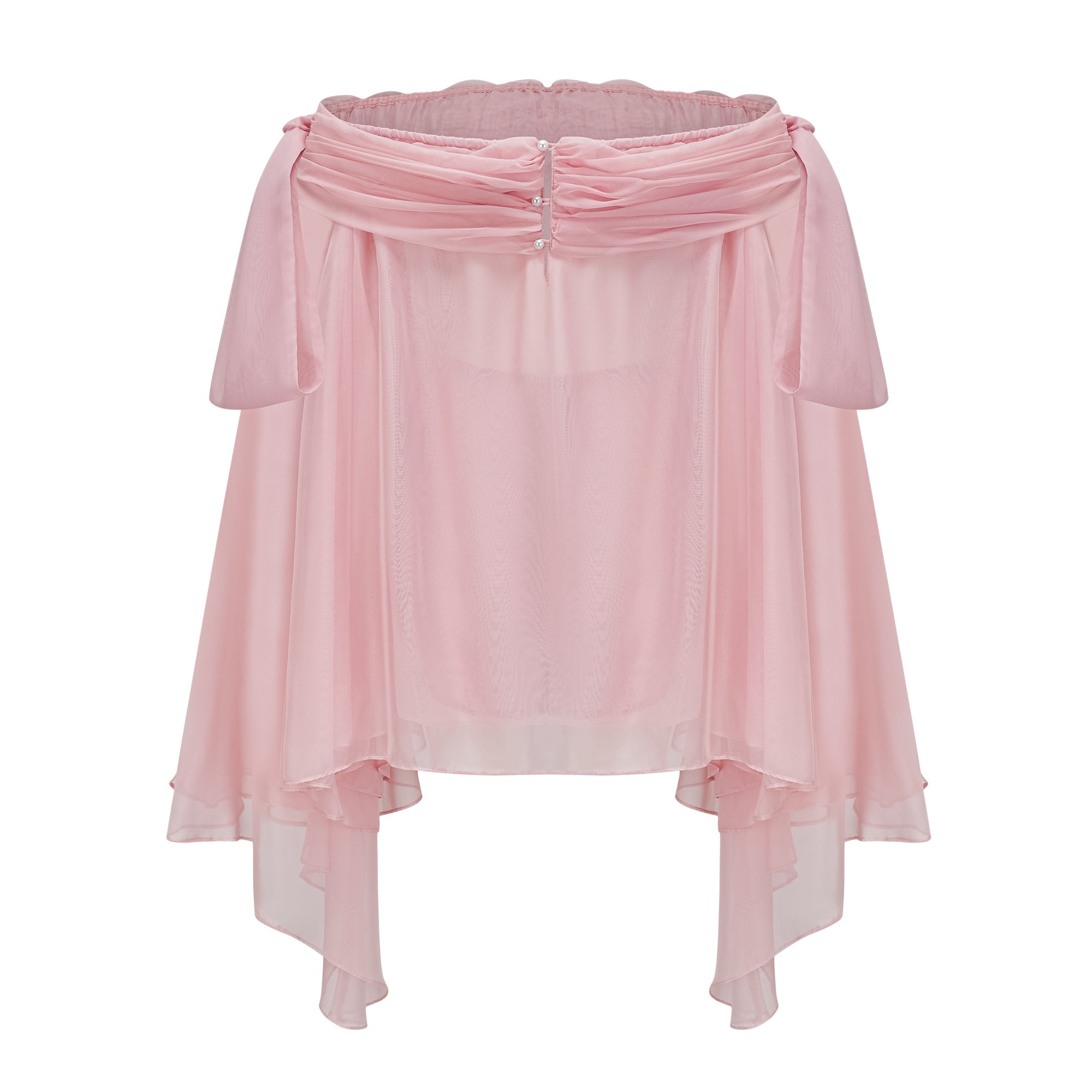Vestido mini Avril rosa con lazo drapeado, estilo slip, de la marca Final Sale, mostrado en la imagen DSC05860.