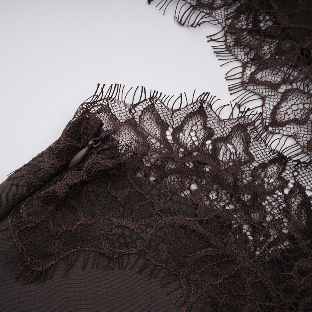 Henrik Brown Lace Trim Dress