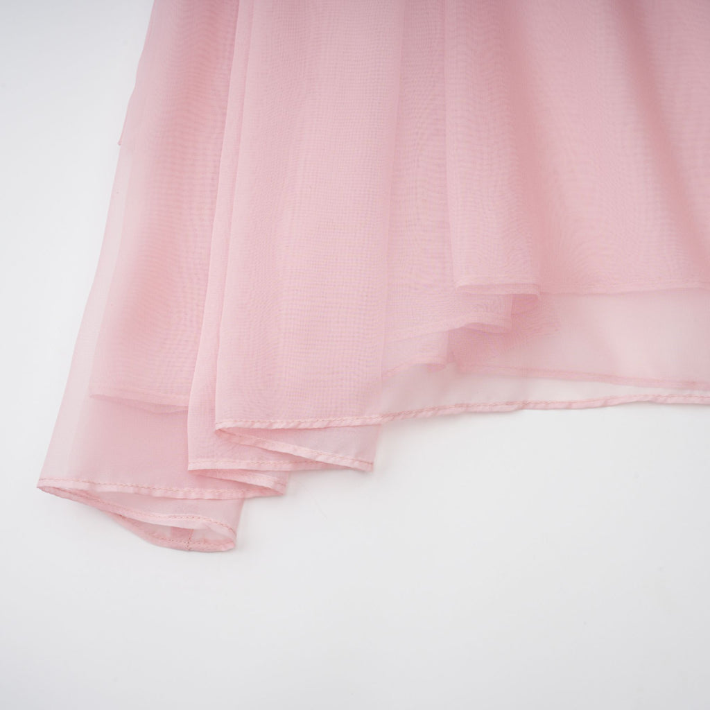 Vestido mini Avril rosa con lazo drapeado, estilo elegante y femenino, diseñado por Final Sale.