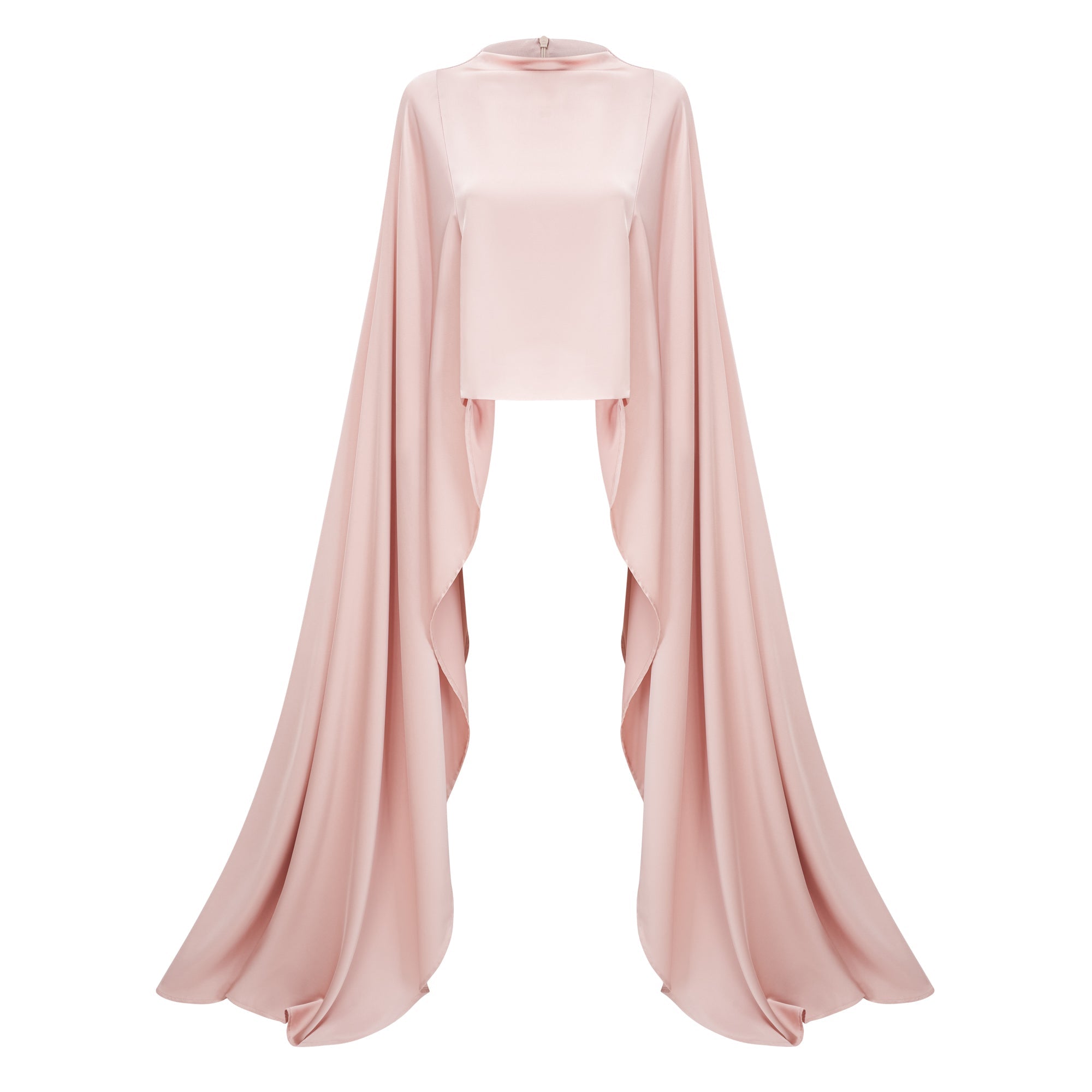 Conjunto de top y falda de satén Everleigh Champagne con capa, vestido de novia elegante y sofisticado.