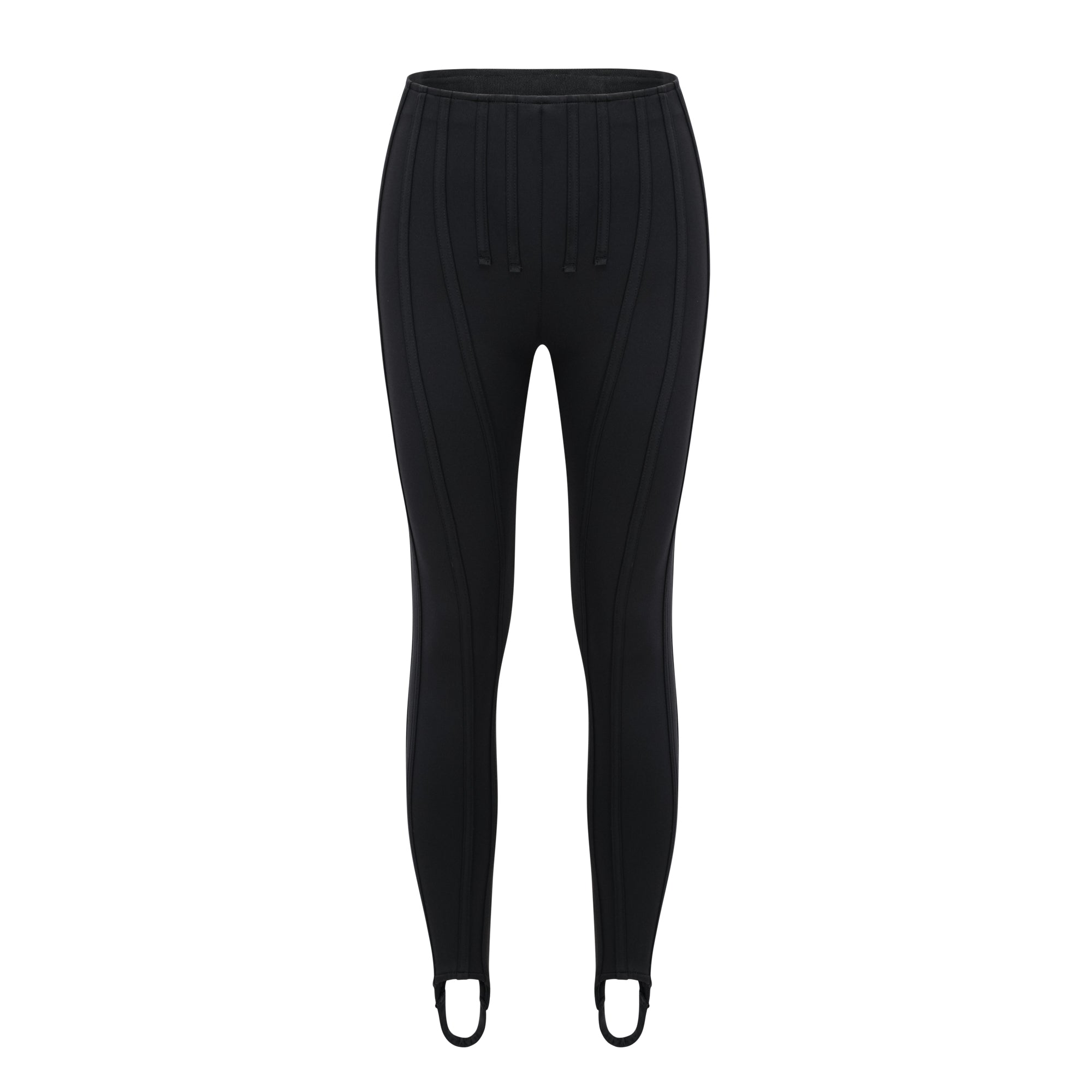 Leggings negros Bridal Cordelia con costuras decorativas, ajustados y cómodos, ideales para un estilo moderno y elegante.