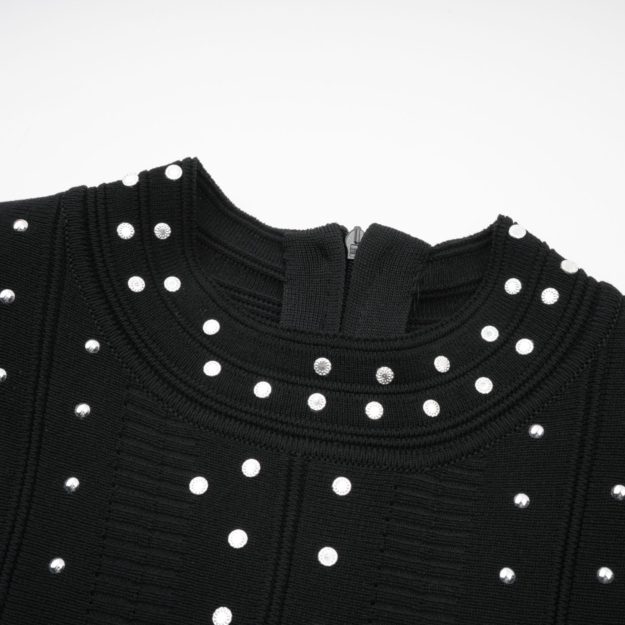 Fabienne Black Embellished Ruffled Knit Mini Dress (Final Sale-US Only)