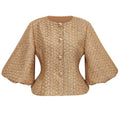 Chaqueta de tweed dorado con lentejuelas Clothilde de la marca Final Sale, vista frontal sobre fondo neutro.