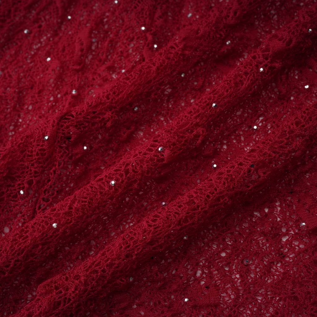 Justyna Red Rhinestone Guipure Lace Maxi Dress  (Final Sale-US Only)
