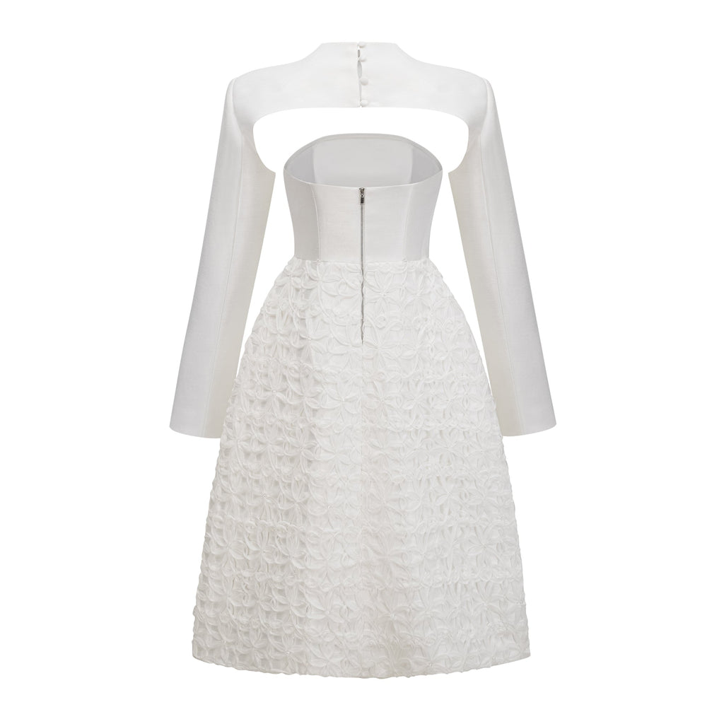 Dulcie White Floral Jacquard Shawl & Dress Set (Final Sale)