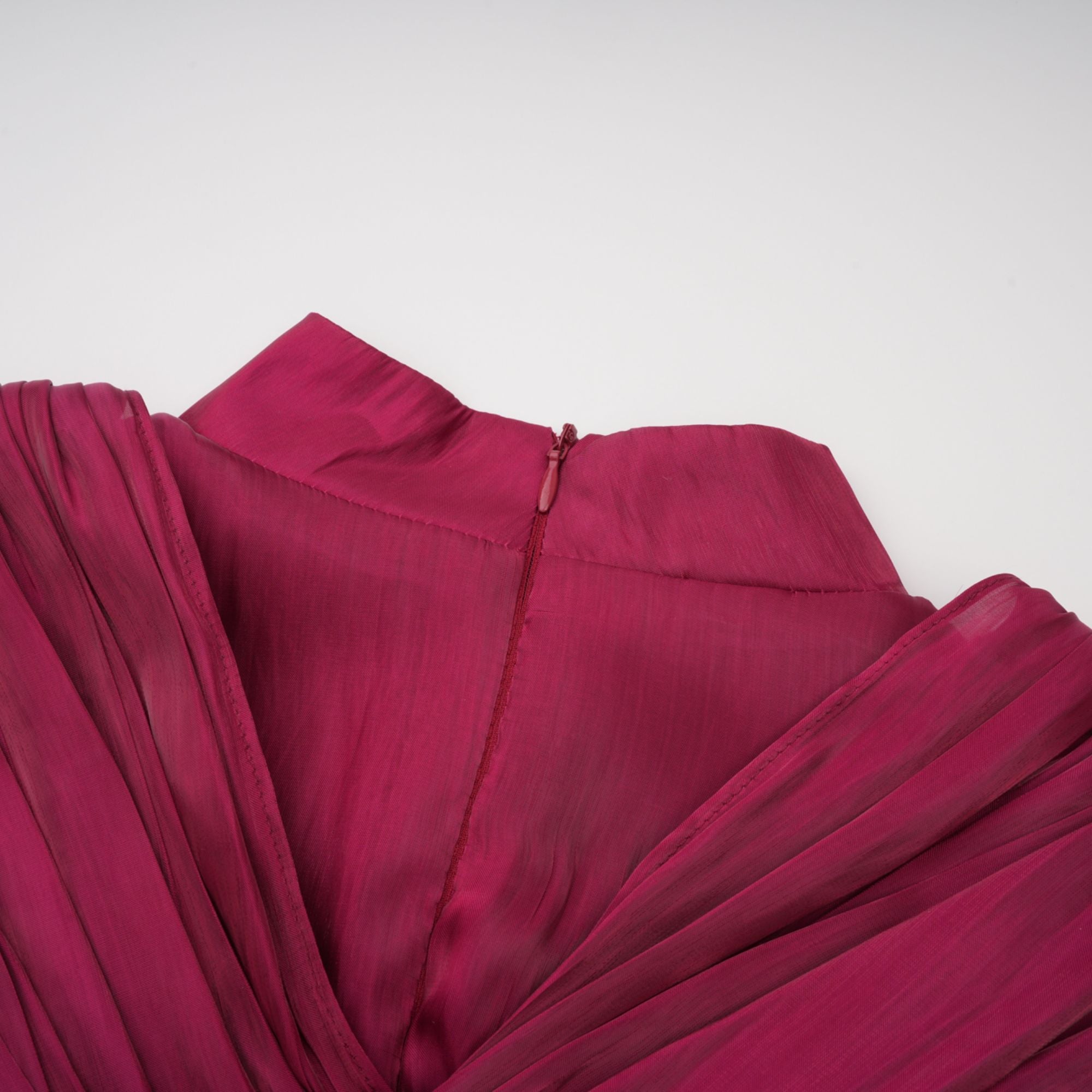 Danuta Burgundy Ruched Pleated Maxi Dress (Final Sale-US Only)