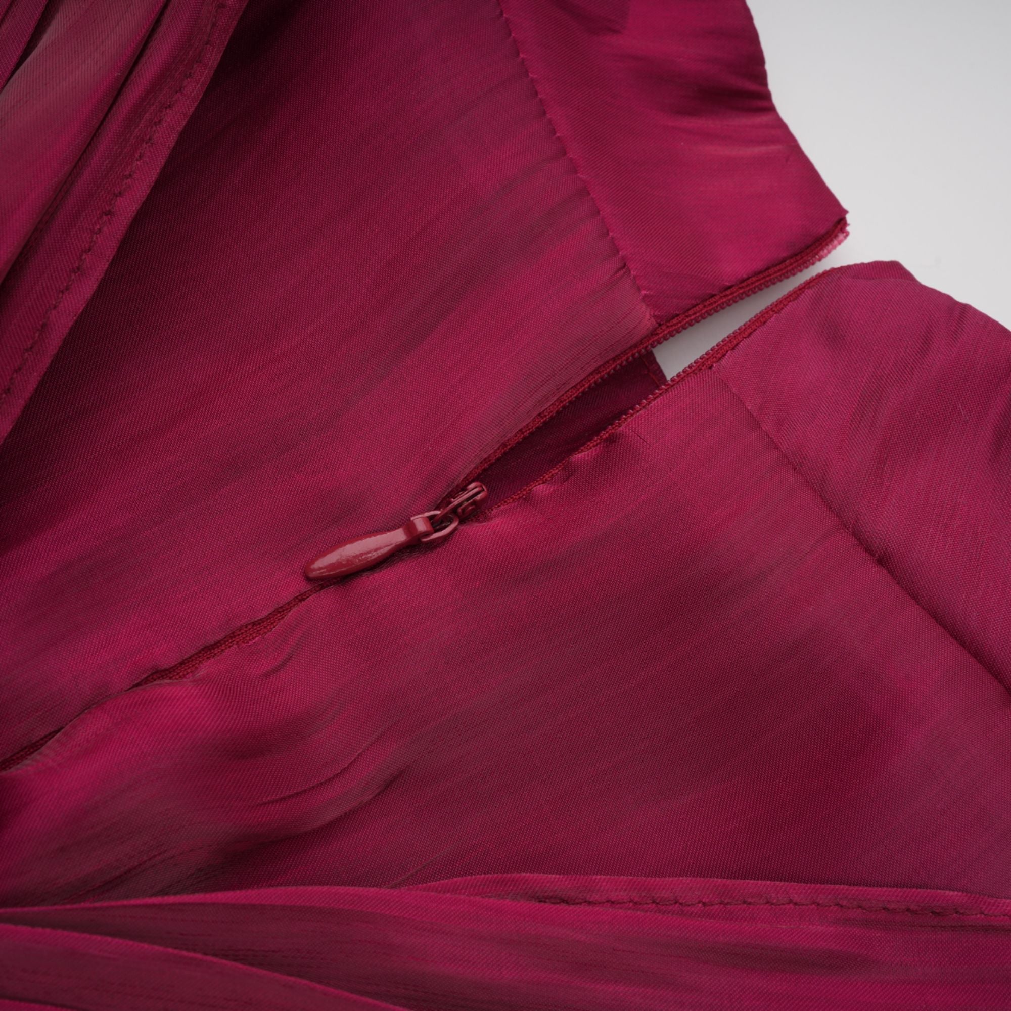 Danuta Burgundy Ruched Pleated Maxi Dress (Final Sale-US Only)