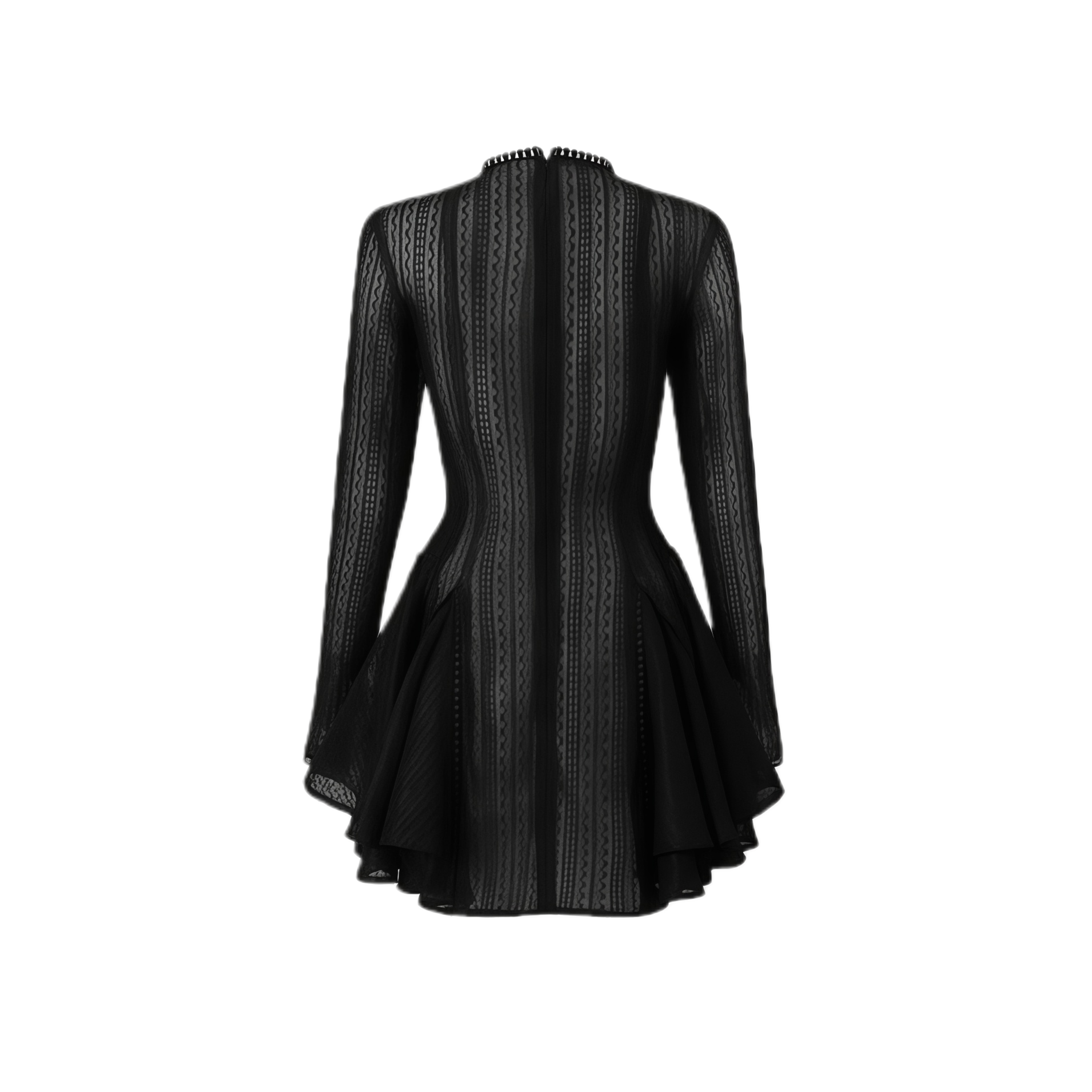 Vestido mini negro con diseño de capas y volumen de MRNewyork, estilo elegante y moderno para ocasiones especiales