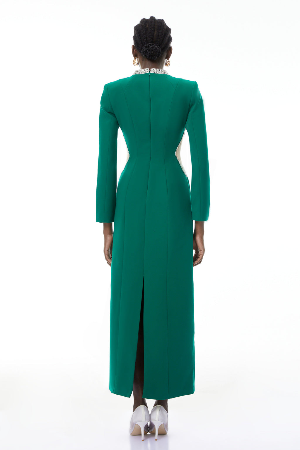 Hadley Green Cut-Out Crystal Maxi Dress