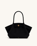 Hana Medium Synthetic Suede Tote Bag – Black - Angela Puerto