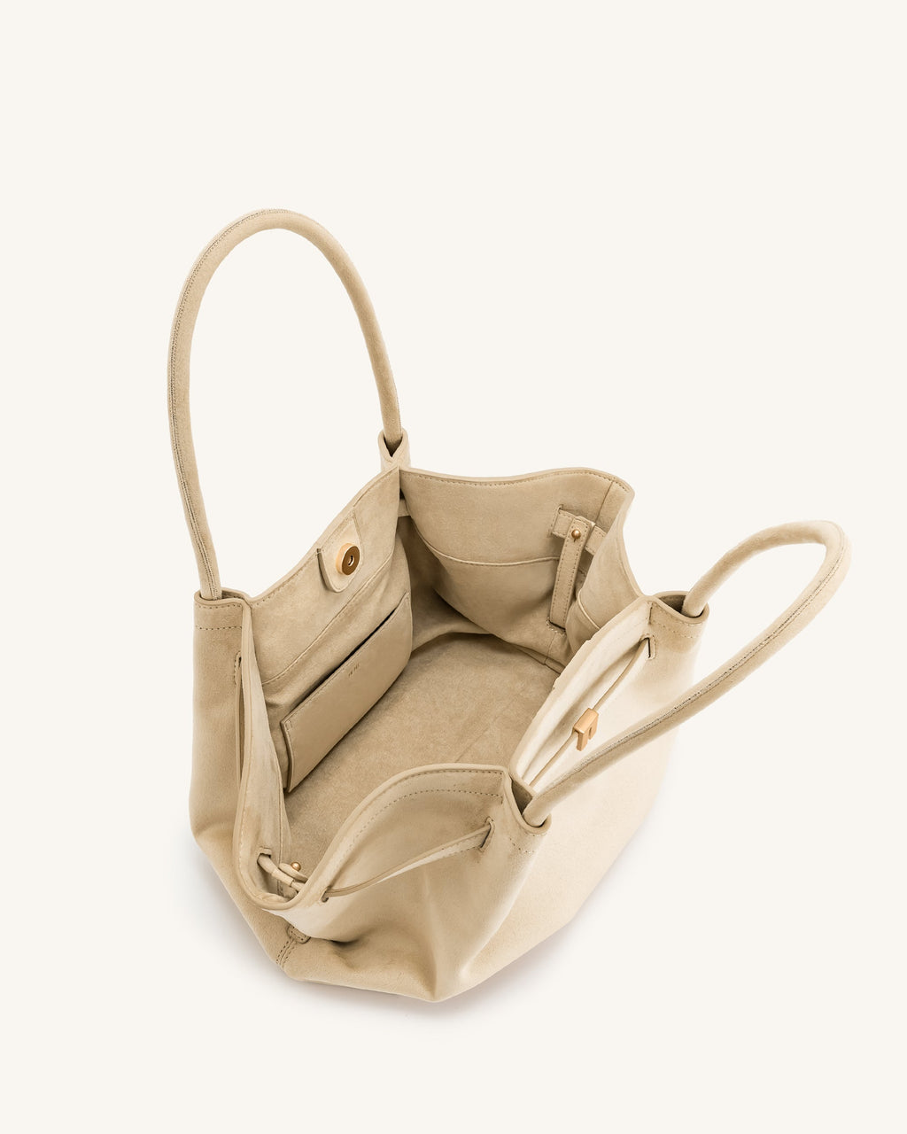 Bolso tote mediano JW PEI Hana en ante sintético de color blanco roto, con asas y diseño elegante.