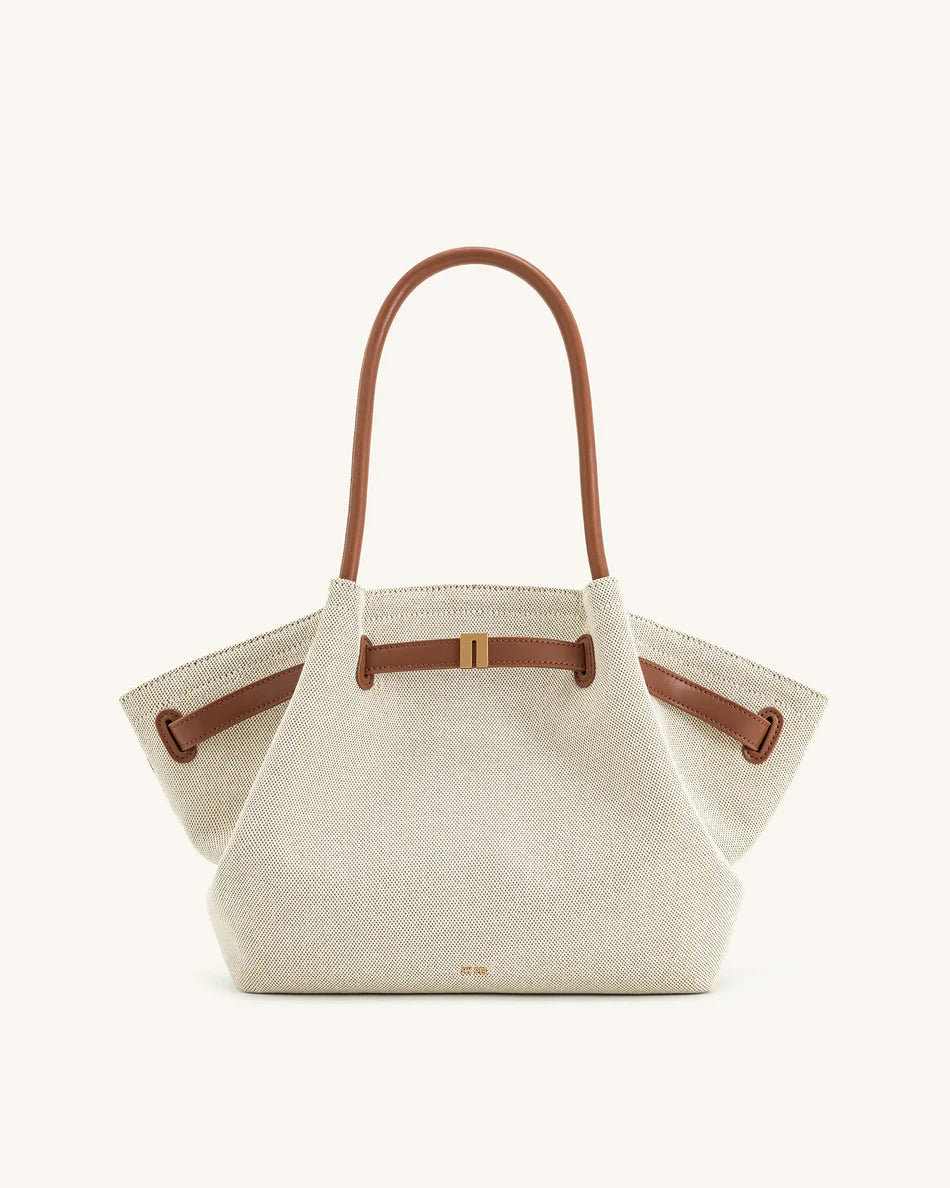 Hana Medium Tote Bag – Brown Canvas - Angela Puerto