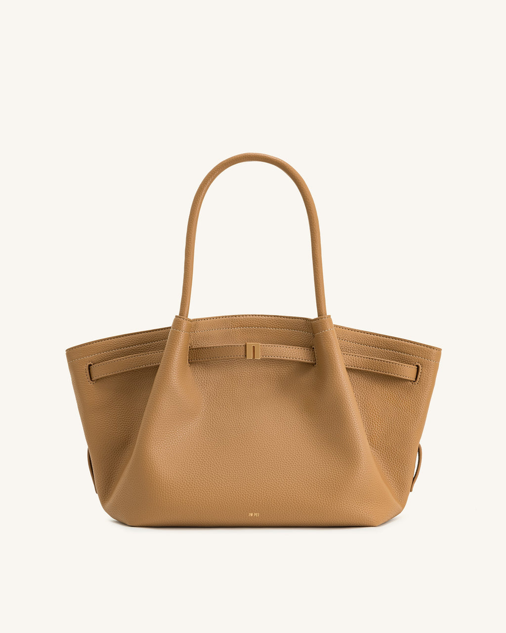 Bolso tote mediano JW PEI Hana color latte, con asas y diseño moderno, vista frontal del bolso en la imagen.