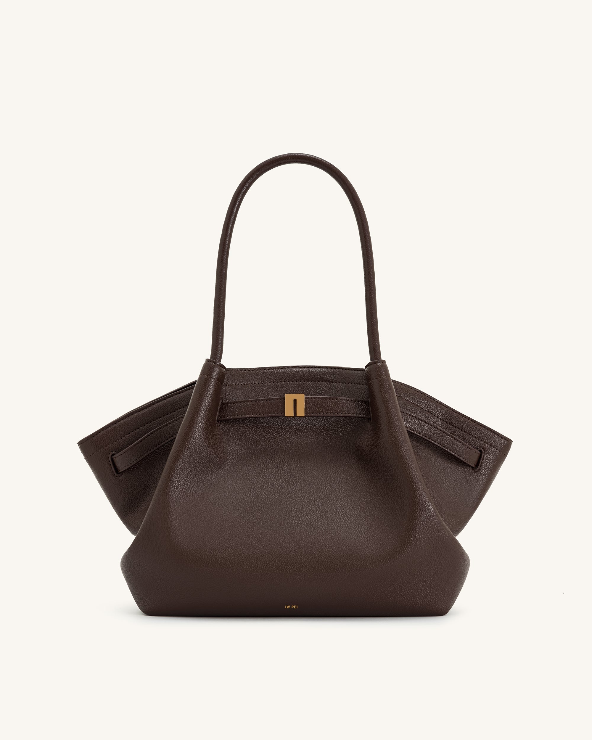 Hana Medium Synthetic Leather Suede Tote Bag – Brown - Angela Puerto