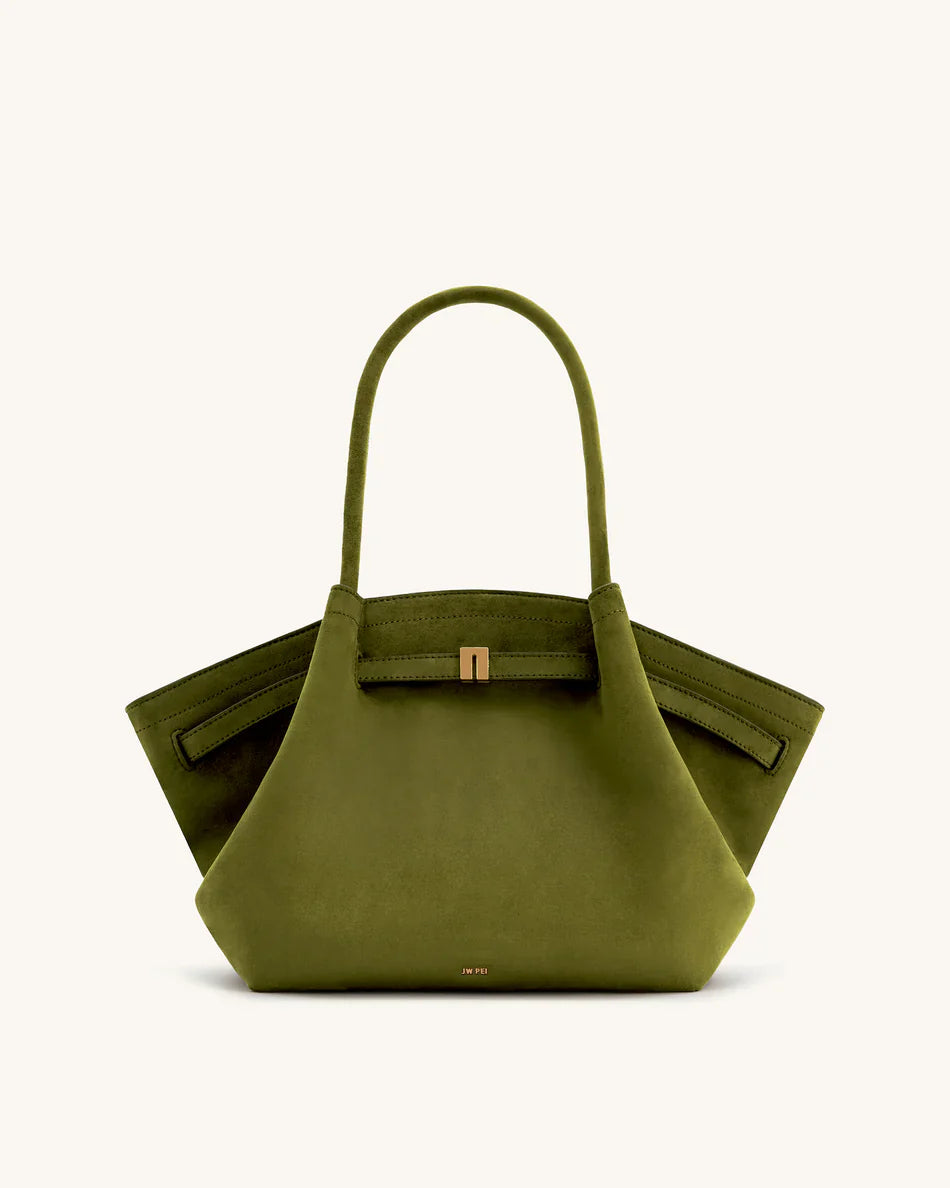 Hana Medium Synthetic Leather Suede Tote Bag – Brown - Angela Puerto