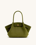 Hana Medium Synthetic Suede Tote Bag – Dark Olive Green - Angela Puerto