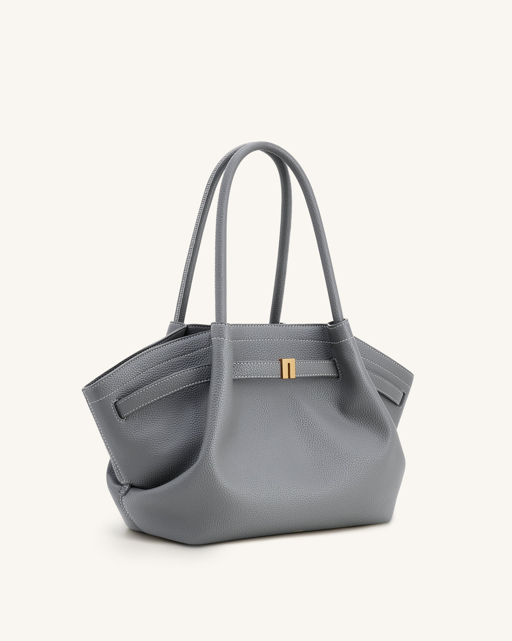 Bolsa tote mediana Hana de JW PEI en gris pizarra, vista lateral, con diseño elegante y moderno para uso diario.