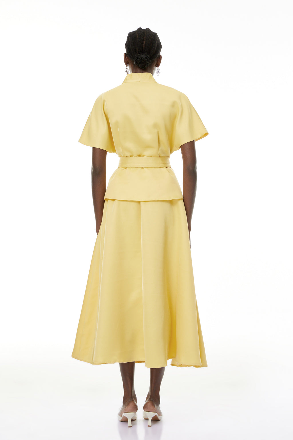 Johanna Yellow Self-Tie Blouse & Skirt Set
