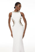 Larisa White Embellished Cut-Out Maxi Gown