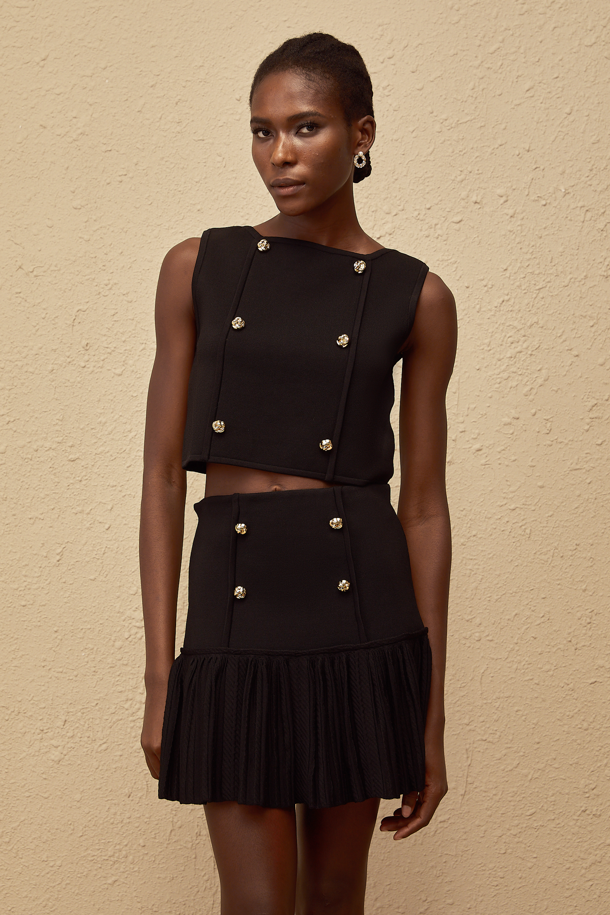Georgia Black Knit Top & Skirt Set (Final Sale-US Only)