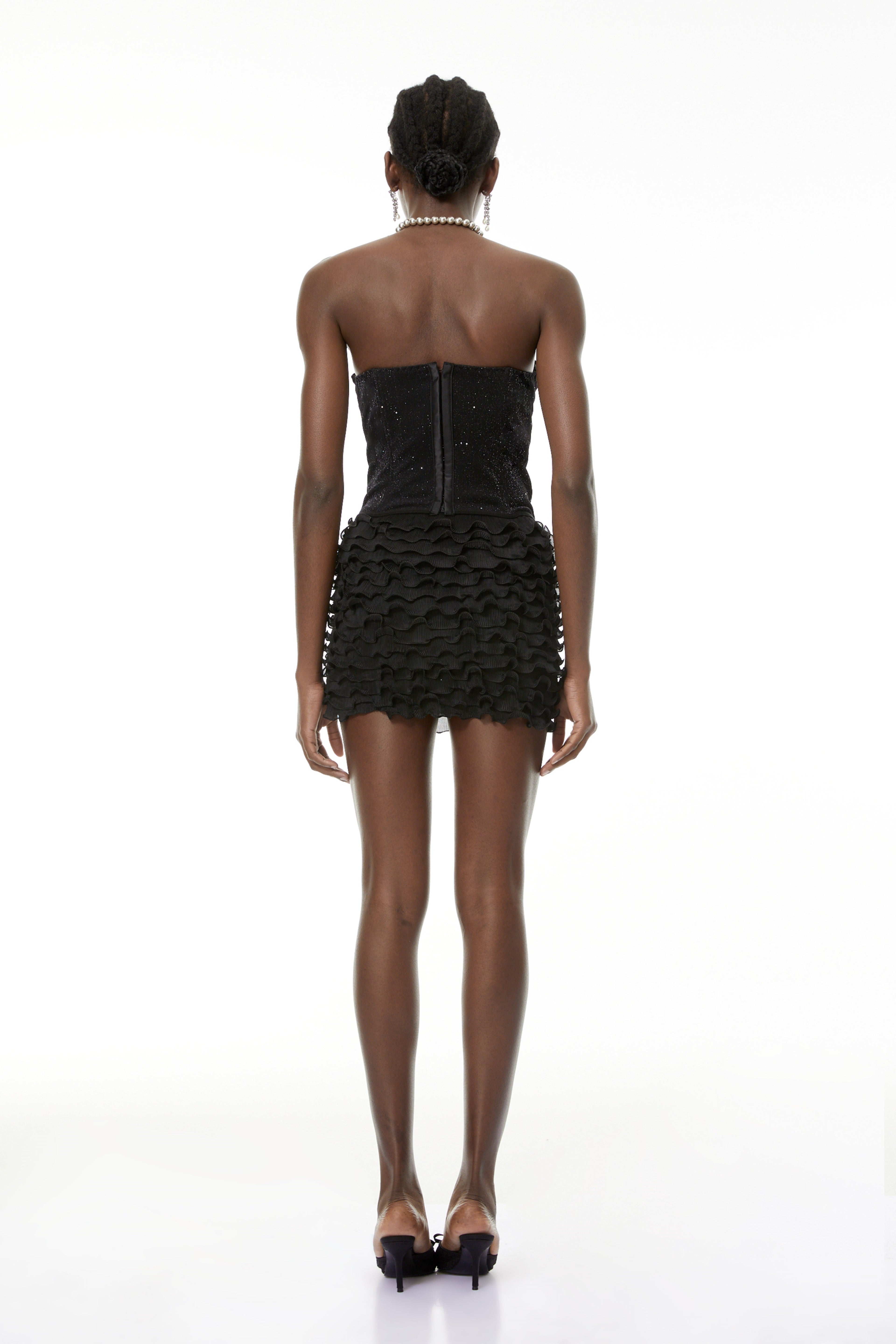Melanie Black Sequin Lace Top & Skirt Set