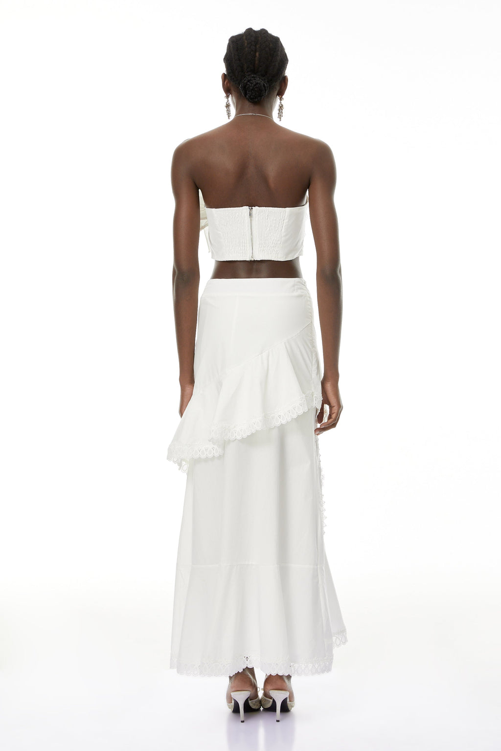 Nonhle White Floral Appliqué Top & Skirt Set