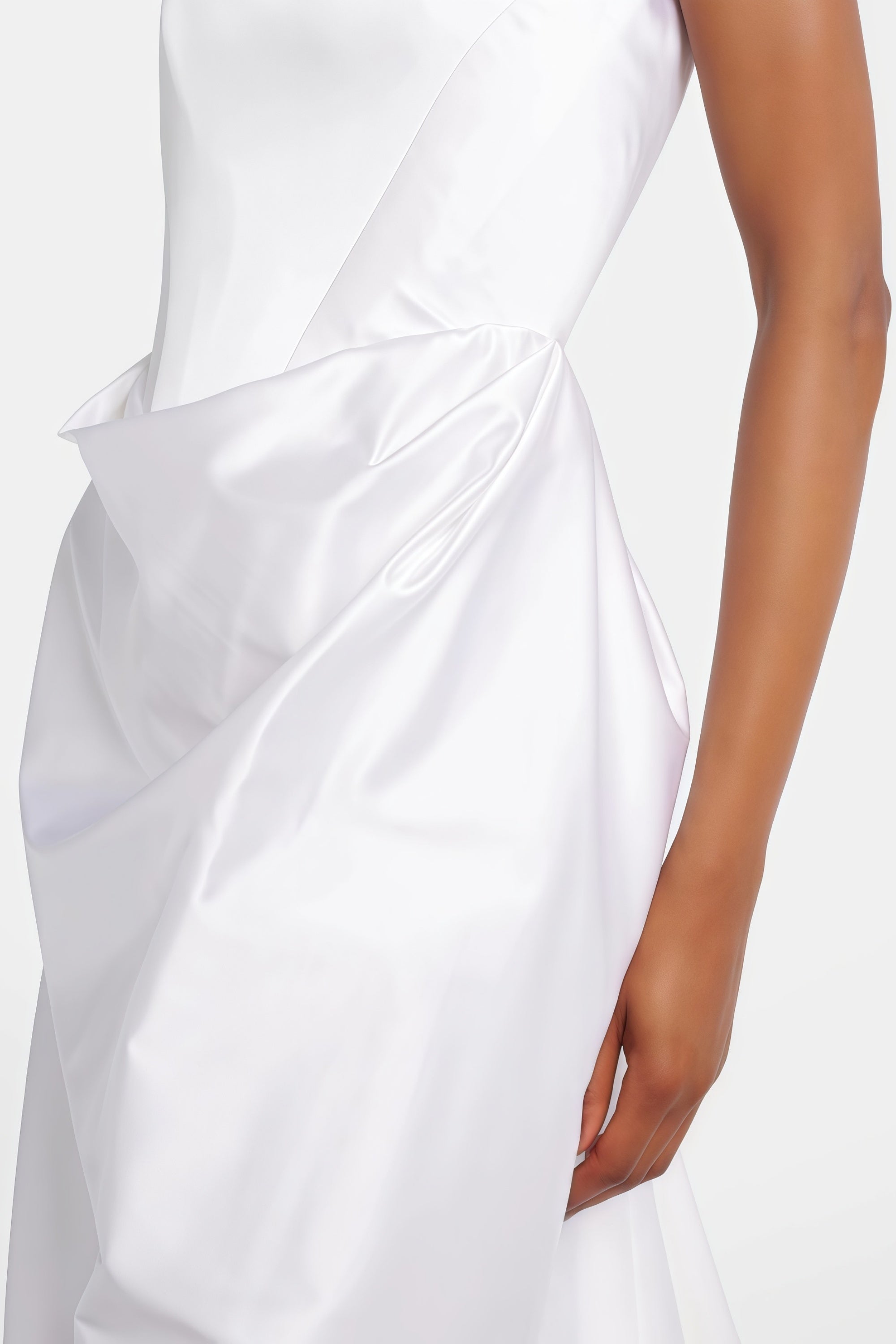 Fiona White Satin Square Neck Maxi Dress (Final Sale-US Only)