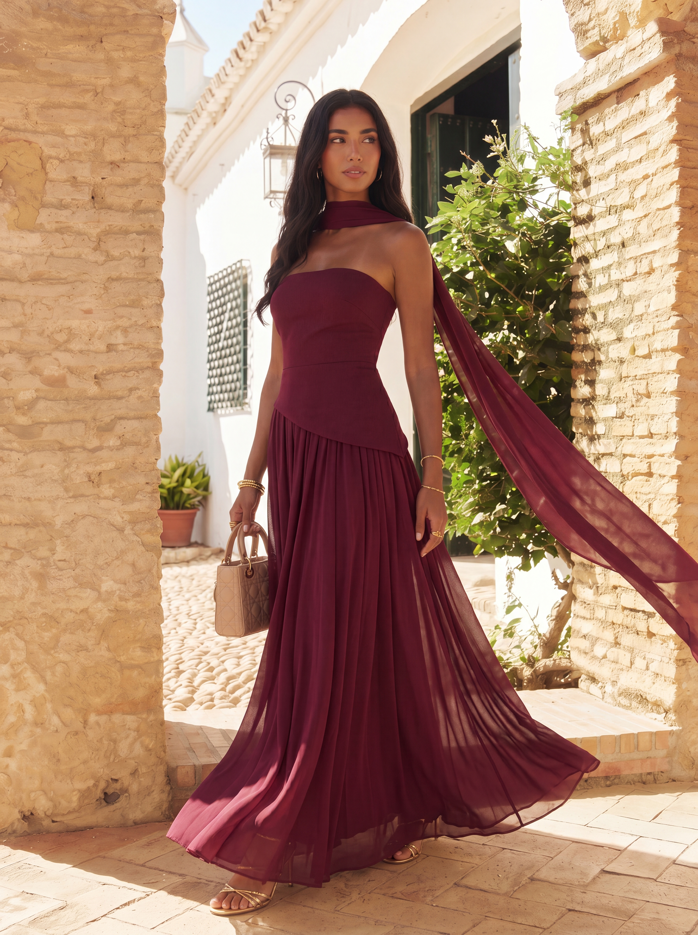 VESTIDO MAGNOLIA BURDEOS