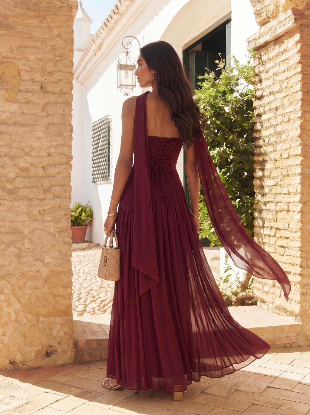 VESTIDO MAGNOLIA BURDEOS