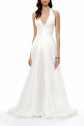 Ramona White Feather Hem Gathered Maxi Dress
