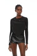 Regina Black Asymmetrical Design Knit Top