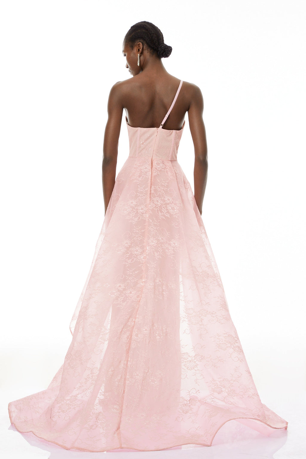 Ricarda Pink One Shoulder Lace Maxi Dress