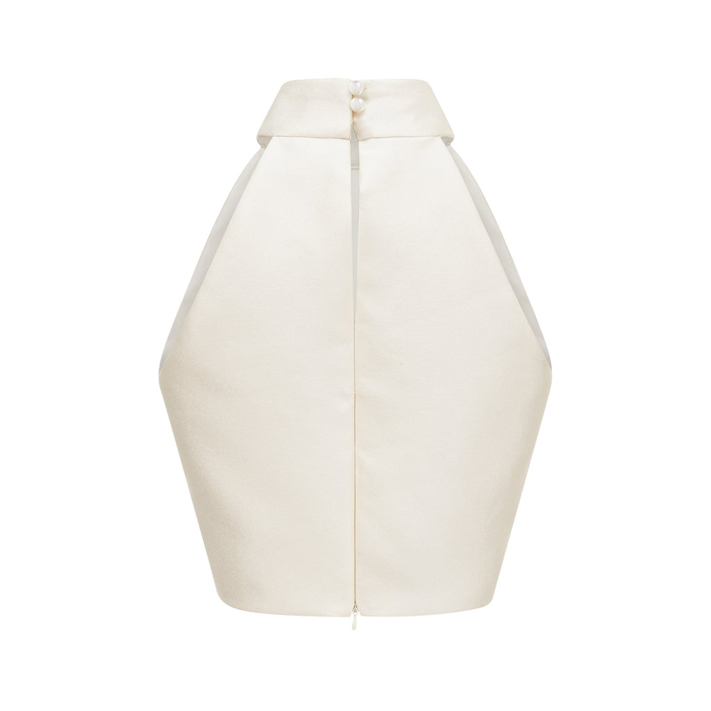 Conjunto de blusa blanca y falda a juego de la marca Final Sale, conjunto elegante para mujer, vista de la parte superior y la falda.