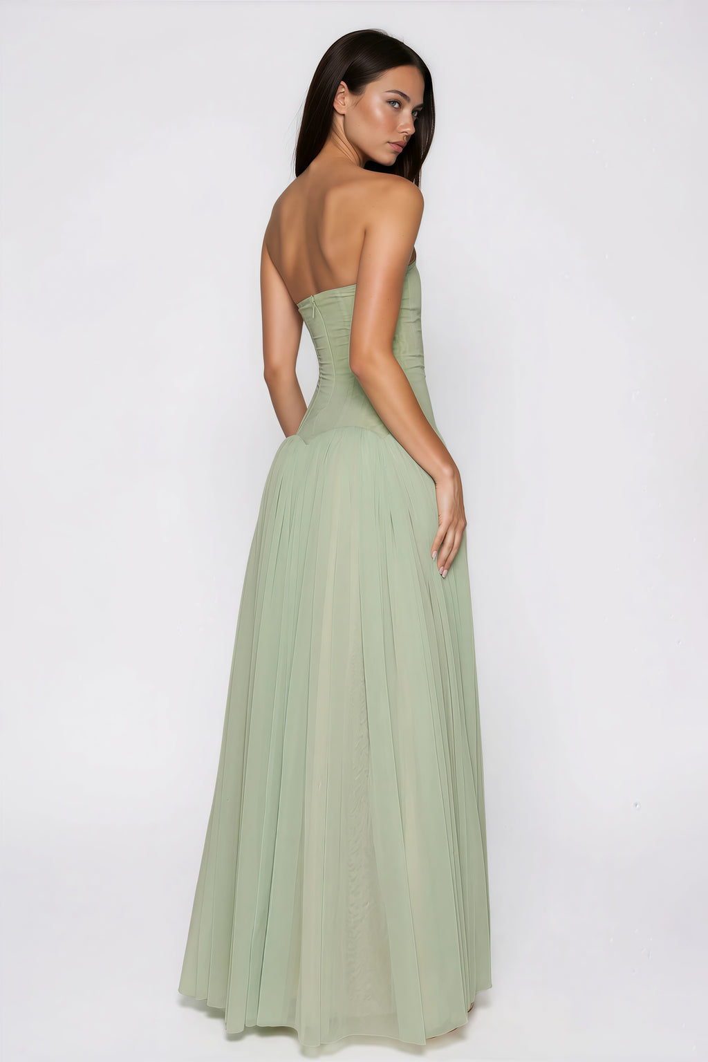 ATISSE SALOME — Off Shoulder Pleated Maxi Dress